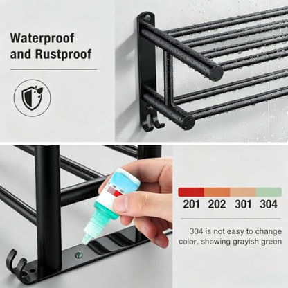 23" Double Towel Rack with 2 Hooks