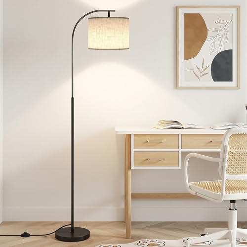 Floor Lamp with Linen Shade (Beige)
