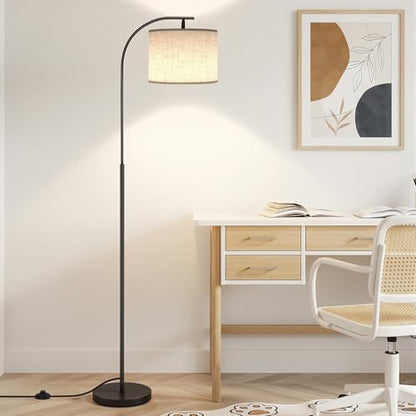 Floor Lamp with Linen Shade (Beige)