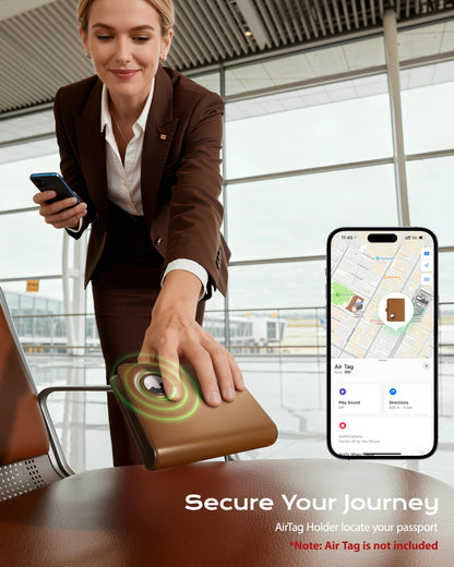 Passport Holder with AirTag (Brown)