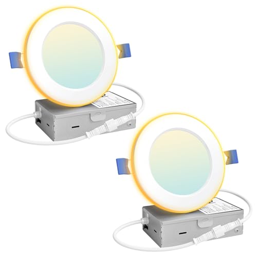 2 Pack 4 Inch LED Recessed Lights with Night Light (White-4 Inch / 2 Pack)