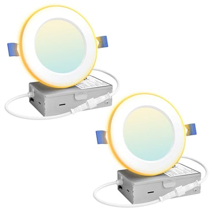 2 Pack 4 Inch LED Recessed Lights with Night Light (White-4 Inch / 2 Pack)