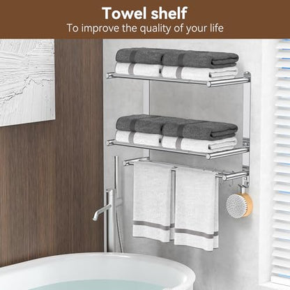 Bathroom Towel Rack with Shelf and Towel Bar (Bathroom Towel Rack With Shelf)