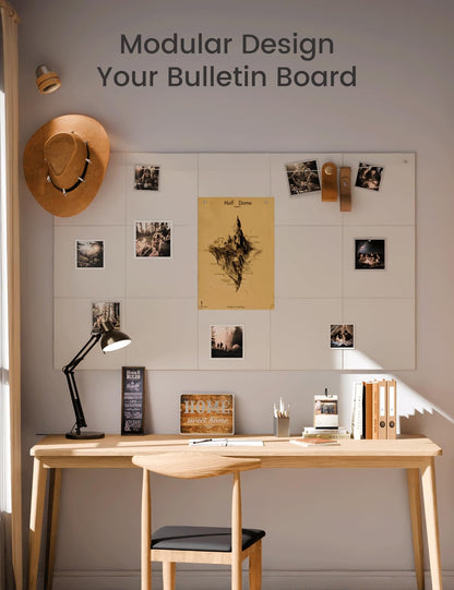 Felt Bulletin Board & Cork Board Alternative 36'' x 24'' (Milky White-1 / Solid tile 12-pack)