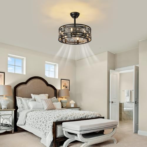 Vintage farmhouse fandelier ceiling fan with light