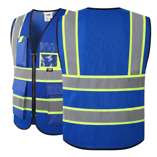 Safety Vest for men women Reflective Vest with Pockets and Zipper High Visibility Vests BX340