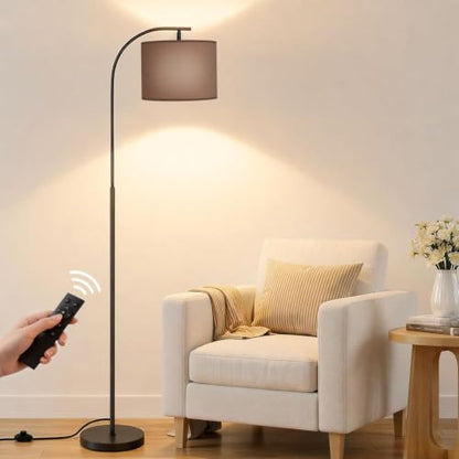 Floor Lamp with Linen Shade (Brown)