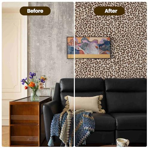 Cheetah Print Wallpaper Room Decor Brown Leopard Peel and Stick Wallpaper