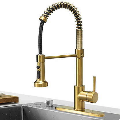 High Arc Spring Kitchen Faucet with Pull Down Sprayer