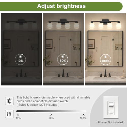 Modern Bathroom Light Fixtures (Black / 4-Light)
