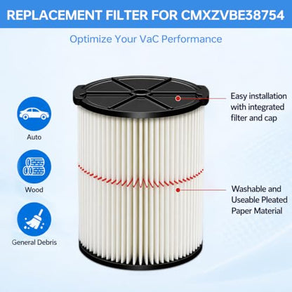 38754 Filter for Craftsman CMXZVBE38754 General Wet Dry Shop Vac (38754-1P)