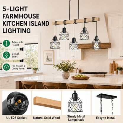 5 Light Farmhouse Kitchen Island Lighting (5-Light)