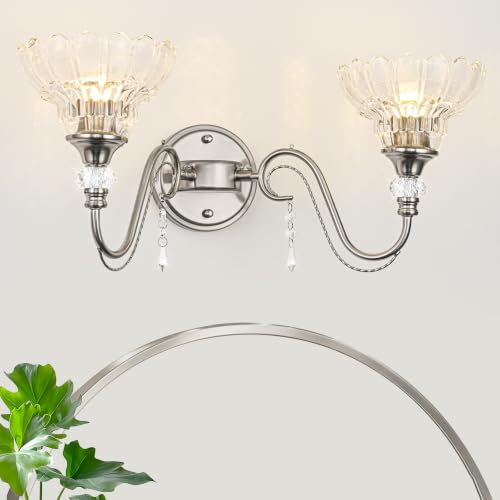 Brushed Nickel Bathroom Vanity Light (Nickel / 2-Light)