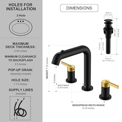 Widespread Bathroom Faucet with Sprayer