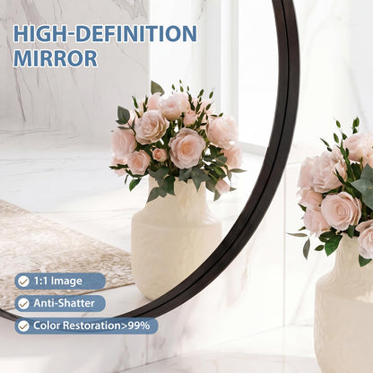 Round Wall Mirror 30 Inch (Black / 30"L x 30"W / Concave-Circle)
