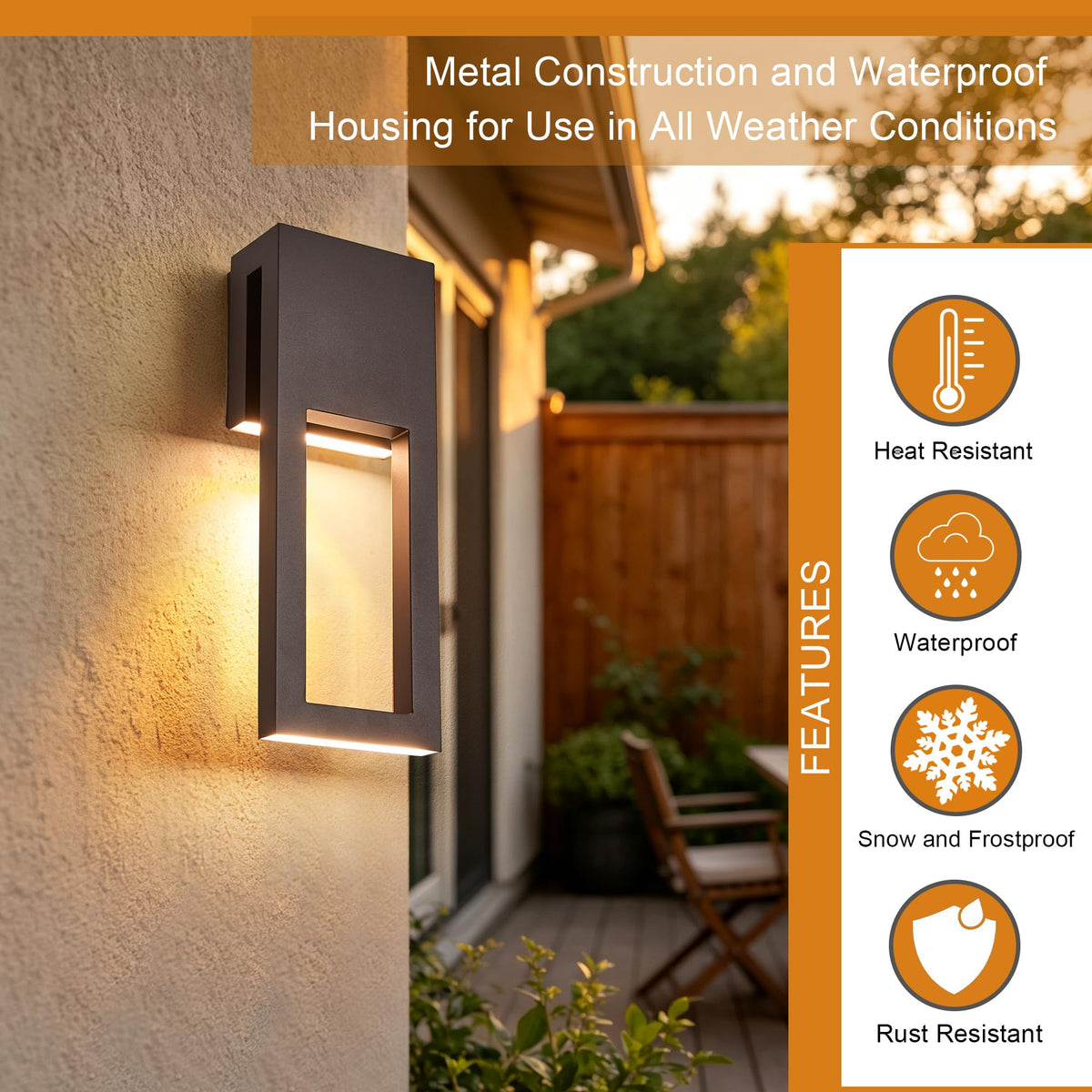 Outside Garage Lights 15" Triac Dimming Wet Location Sconce (1Pack Textured Bronze(without Photocell))