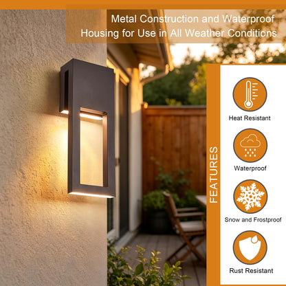 Outside Garage Lights 15" Triac Dimming Wet Location Sconce (1Pack Textured Bronze(without Photocell))