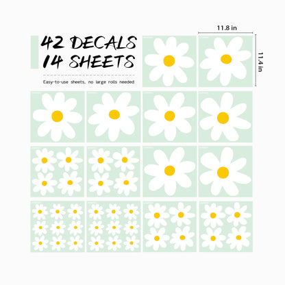 42 Pcs Large White Daisy Wall Decals (White)