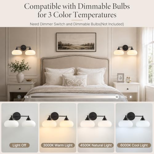 2 Light Milk White Glass Wall Sconce