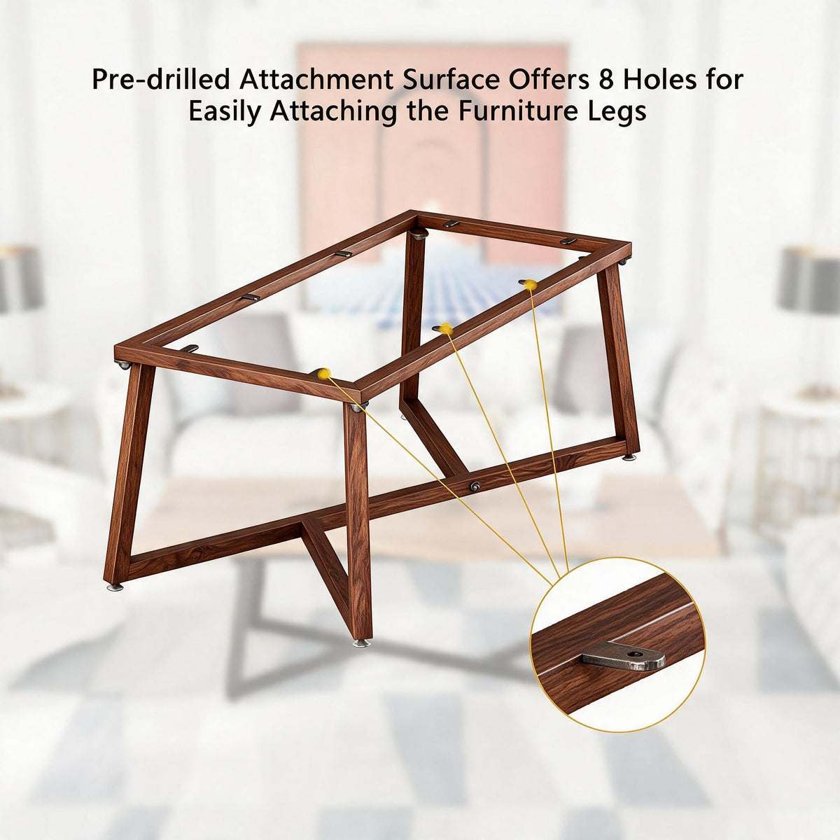 18 Inch Metal Table Legs for DIY Coffee End Table Bench (Walnut Color)