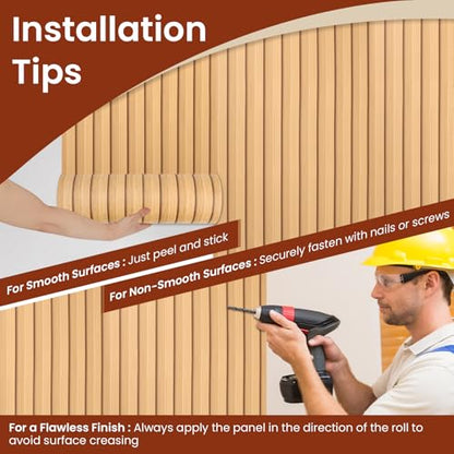 Thick Peel and Stick Slat Wall Panel Self