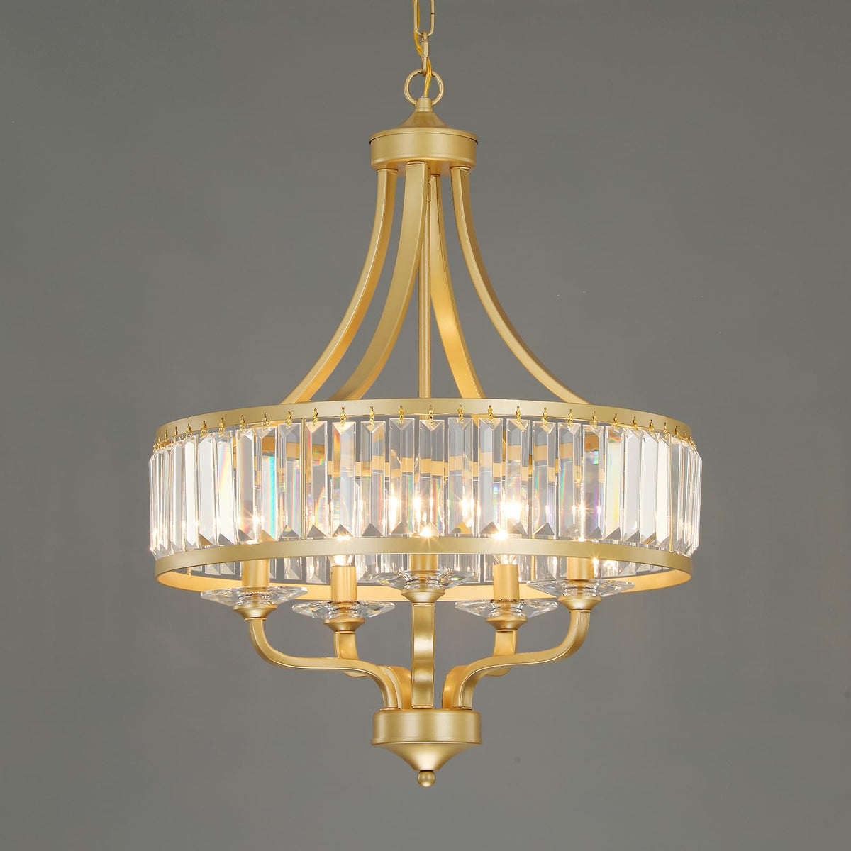 5 Light Gold Crystal Chandelier (Gold / 5-Light)