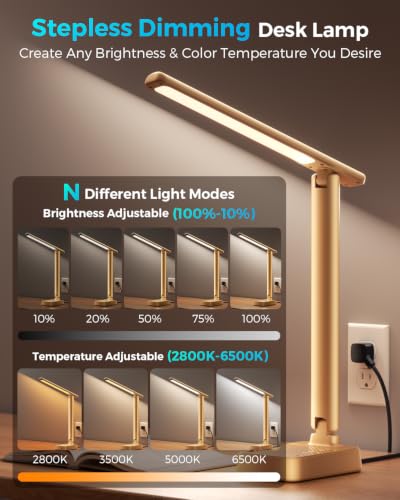 LED Desk Lamp with Power Strip