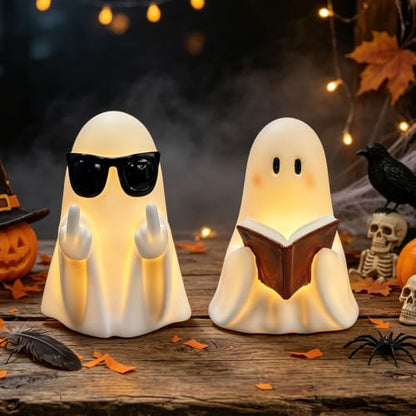 Halloween Ghost Candles Battery Operated with Timer Flameless Flickering