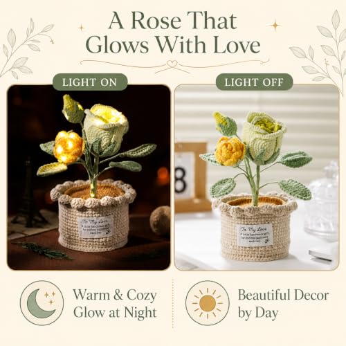 Handmade Crochet Rose Flower Lamp