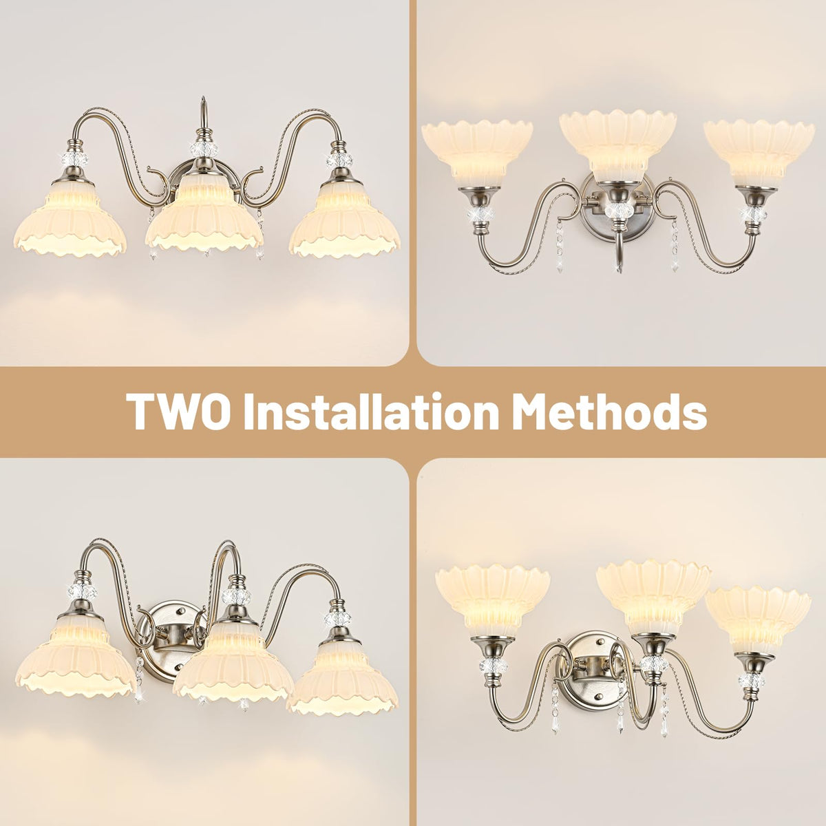 Brushed Nickel Bathroom Vanity Light (Nickel and White / 3-Light)