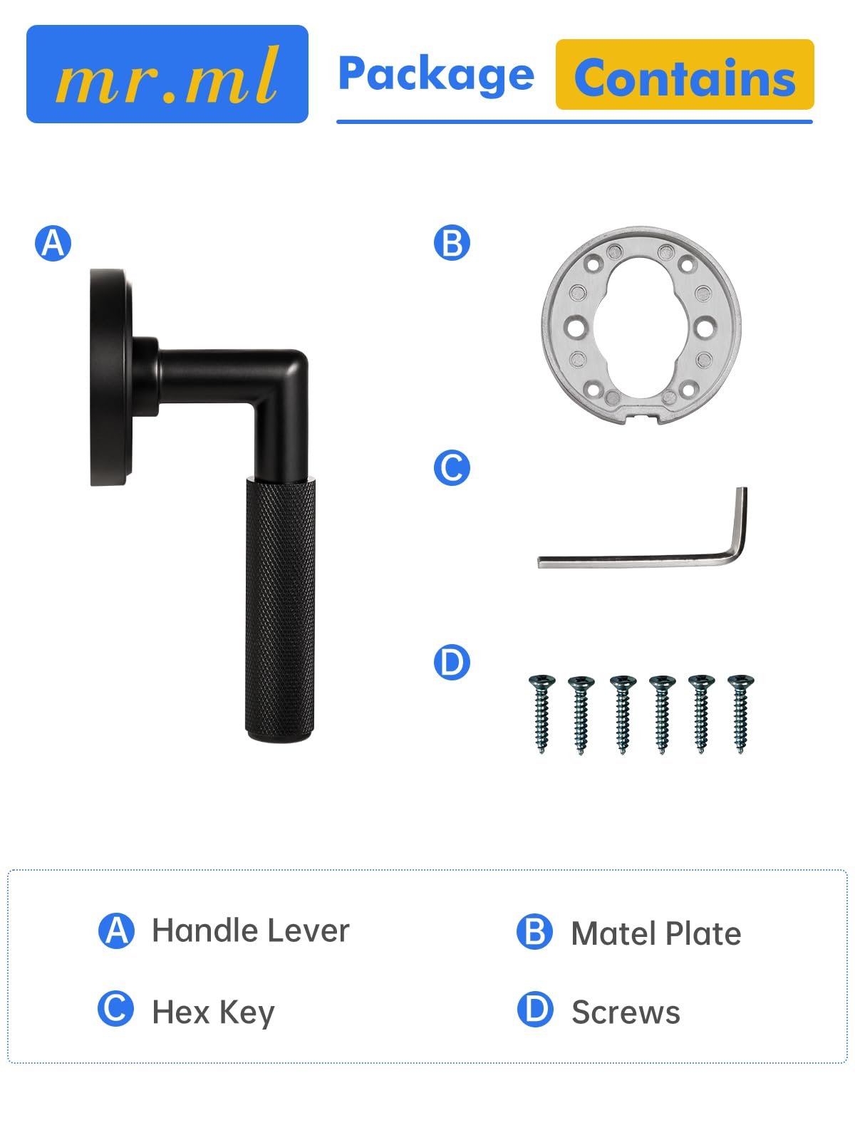 Knurled Door Lever Black Double Dummy Door Handle (Black)