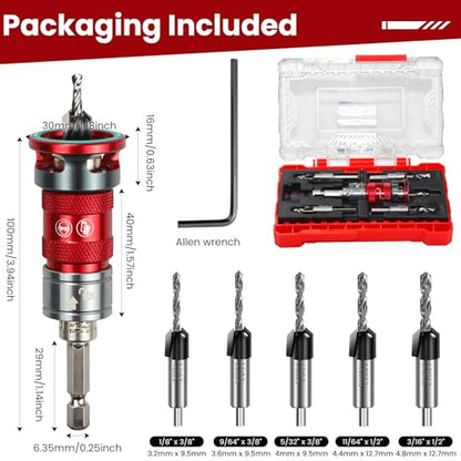 Countersink Drill Bit Set with Depth Stop Collar