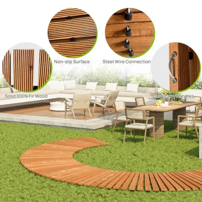 25" W Oversize Wooden Garden Parhway Walkway Outdoor Roll Out Decorative Garden Walkway Non