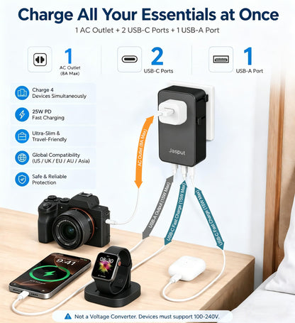 Universal Travel Adapter (Black+USBC 25W)
