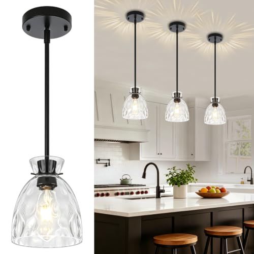 Pendant Lights Kitchen Island Modern Hammered Glass Hanging Pendant Light