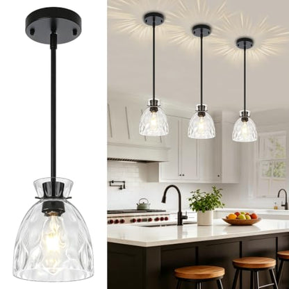 Pendant Lights Kitchen Island Modern Hammered Glass Hanging Pendant Light
