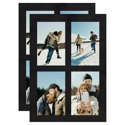 4x6 Picture Frame Collage Set of 2 (Rustic Black / 9.6x13.6in (2Pack))