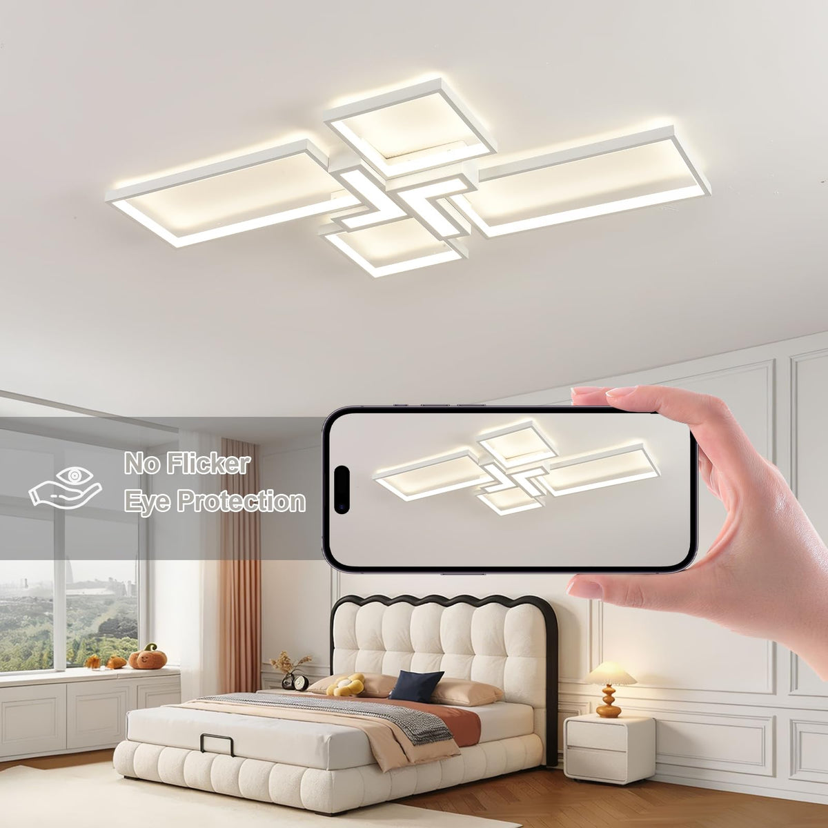 Modern Ceiling Light 32'' 50W 3000K (White / 32 in)
