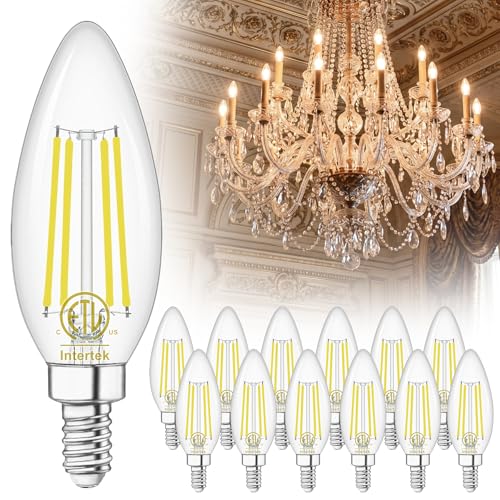 12 Pack E12 LED Light Bulb 60W Equivalent 3000K Soft White for Chandelier (12 Count (Pack of 1))
