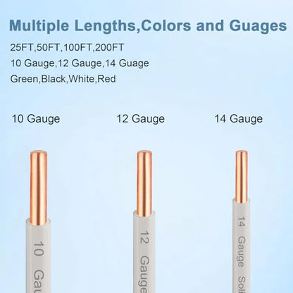 THHN Wire 14 Gauge 50FT (14 Gauge 50FT / White)