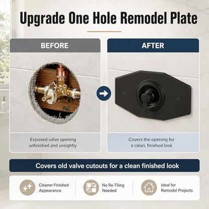 One-Hole-Remodel-Cover-Plate for 2 Handle or 3 Handle Shower(Rubbed Bronze) (Rubbed Bronze)