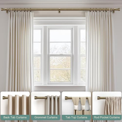 Antique Bronze Curtain Rods for Windows 48 to 84 with Adjustable Brackets Heavy Duty 1" Diameter Window Treatment Rod with Solid Metal Finials for Outdoor Bedroom Kitchen Living Room (Antique Bronze / 16"-88"|1 Pack)