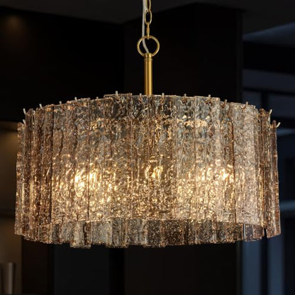 Smoked Bark Textured Glass Chandelier