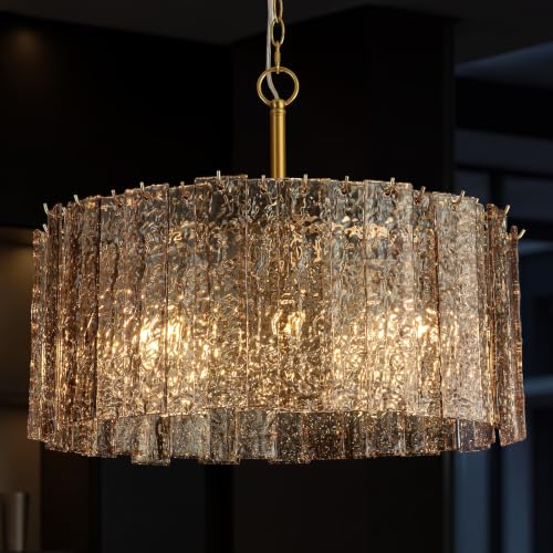 Smoked Bark Textured Glass Chandelier
