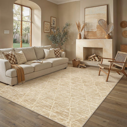 6x9 Area Rug Beige Washable Rugs for Living Room (L| Beige / 6' x 9' (Rectangular))