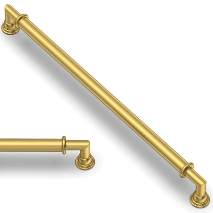 5 Pack Vibrant Brushed Moderne Brass Cabinet Pulls 10 Inch (10" Hole Center / Vibrant Brushed Moderne Brass)