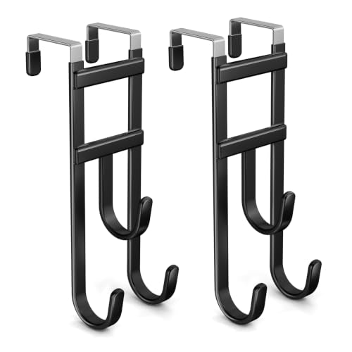 2 Pack Over the (Black / Short hooks-2 Packs Fit 1 1/2" Interior Door)