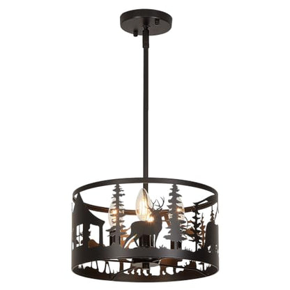 Rustic Deer Bear Cabin Chandelier