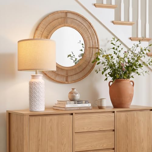 22.6" Modern Ceramic Bedside Lamps Set of 2