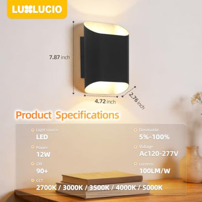 Black Up & Down Modern Indoor Outdoor LED Wall Sconce (Black / 1 pack)